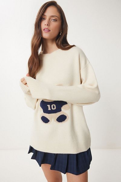 KURGAN TEKSTİL Pulover din tricot moale cu textura ursuleț