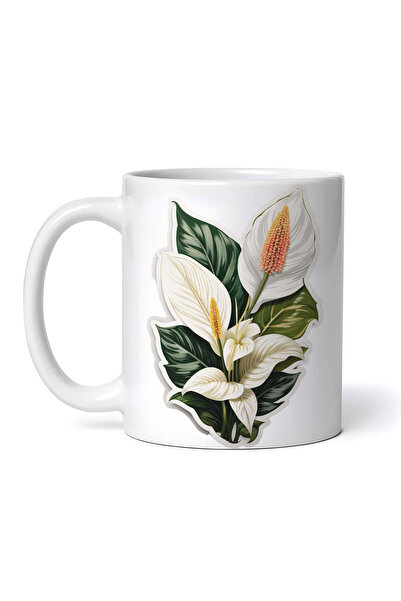 OEM Cană albă personalizată, flori de crin al păcii, INOVATIX®. 330ml