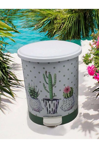 ÇEÇEN HOME سلة مهملات بدواسة بنمط الصبار 4 رقم 22 لتر (العرض: 34 سم الطول: 39...