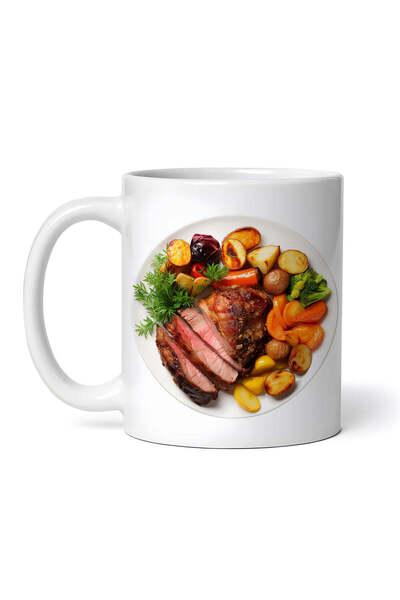 OEM Cană albă personalizată, Friptură cu legume, INOVATIX®. 330ml