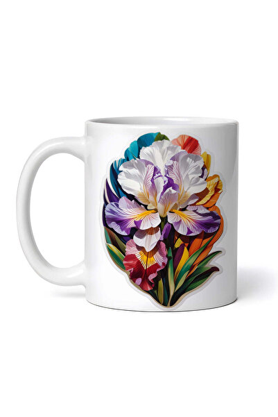 OEM Cană albă personalizată, floare de iris, INOVATIX®. 330ml