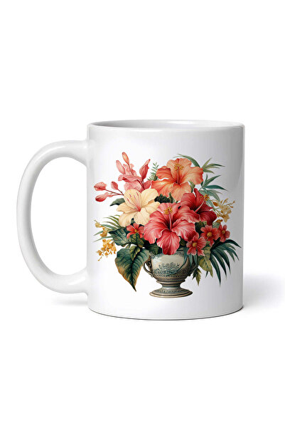 OEM Cană albă personalizată, Ghiveci Hibiscus, INOVATIX®. 330ml