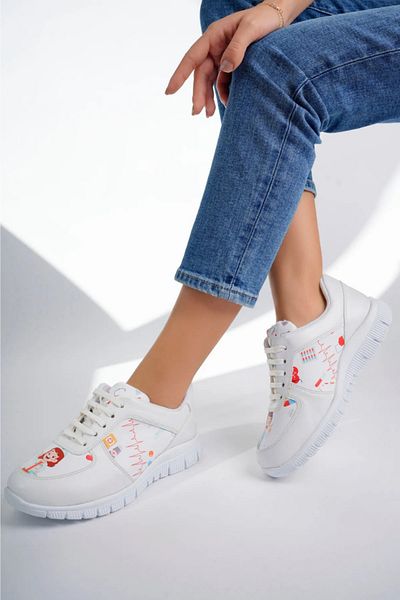 BAŞAK Pantofi sport unisex Nurse Life cu șireturi ortopedice doctor asistentă