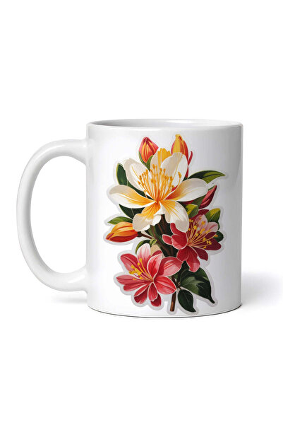 OEM Cană albă personalizată, flori de caprifoi, INOVATIX®. 330ml