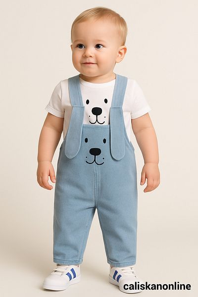 caliskanonline Long Eared Baby Boy Summer 2-Piece Salopet Jumpsuit