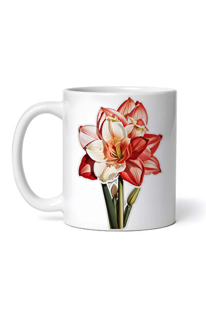 OEM Cană albă personalizată, flori de Amaryllis, INOVATIX®. 330ml