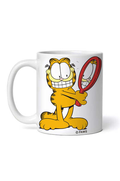 OEM Cană albă personalizată, Garfield uitându-se în oglindă, INOVATIX®. 330ml