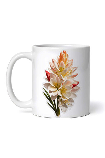 OEM Cană albă personalizată, flori de tuberoză, INOVATIX®. 330 ml