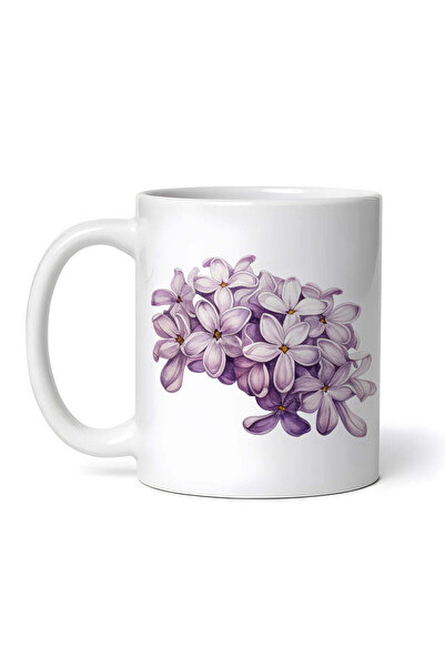 OEM Cană albă personalizată, flori de liliac, INOVATIX®. 330ml