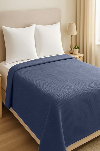 MamCrazy Nira Indigo 100% Cotton Single Pique / Bedspread
