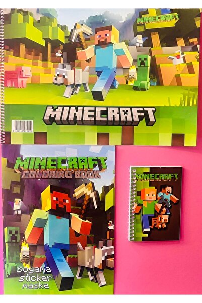 Deniz Oyuncak MINECRAFt 25*35 RESİM DEFTERİ-ÖDEV DEFTERİ-BOYAMA KİTABI SET