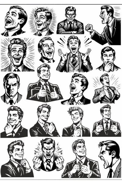 Reysa Tasarım Black and White Man Sticker Set