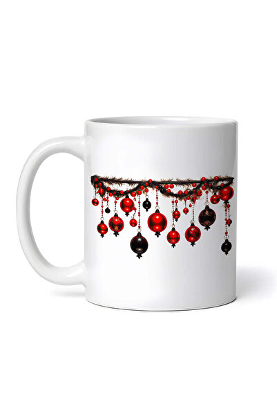 OEM Cană albă personalizată, ghirlandă de baloane roșii și negre, INOVATIX®. 330ml