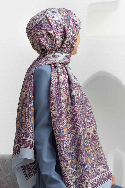 Vissona Σάλι 100% Silk Etro με σχέδιο Baby Blue 92x210