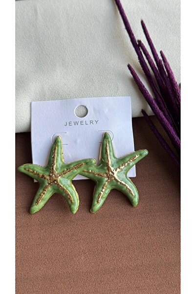 ŞİMŞEK BİJUTERİ أقراط نسائية بتفاصيل ذهبية على شكل نجم البحر