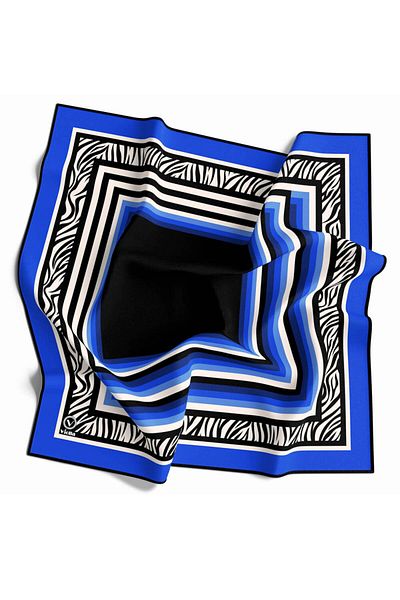 VİOLLA Saks Colorful Zebra and Stripe Print Twill Scarf - 90X90, Silk Free Edge Stitched