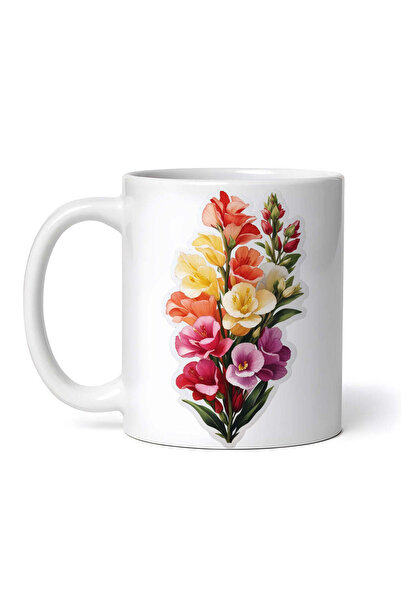 OEM Cană albă personalizată, Flori de coamă de leu, INOVATIX®. 330ml