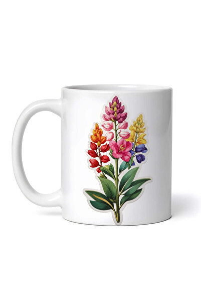OEM Cană albă personalizată, Flori de Lupin, INOVATIX®. 330ml