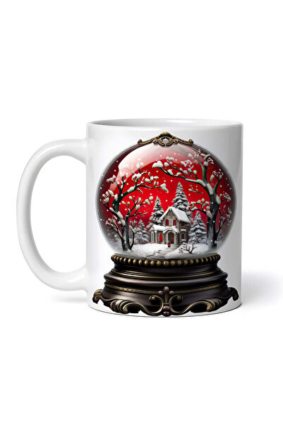 OEM Cană albă personalizată, Glob de cristal vintage cu casă în pădure, INOVA...