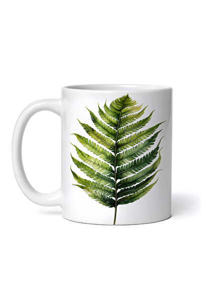 OEM Cană albă personalizată, Frunză de ferigă închisă, INOVATIX®. 330ml