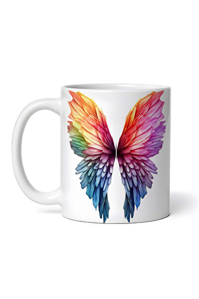OEM Personalized white mug, Rainbow Origami Butterfly, INOVATIX®. 330ml