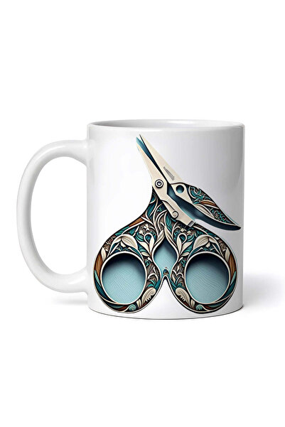 OEM Cană albă personalizată, foarfece lucrate manual, INOVATIX®. 330ml