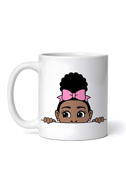 OEM Cană albă personalizată, fată afro cu fundă în păr, INOVATIX®. 330ml