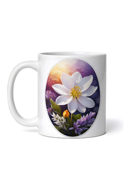 OEM Εξατομικευμένη λευκή κούπα, Glory of the snow flower, INOVATIX®. 330ml