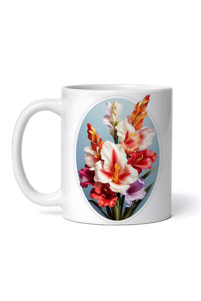 OEM Cană albă personalizată, flori de gladiole, INOVATIX®. 330ml