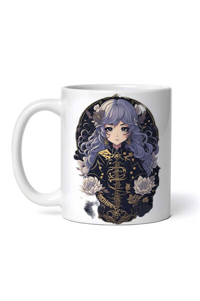 OEM Cană albă personalizată, fată japoneză cu păr lung, INOVATIX®. 330ml