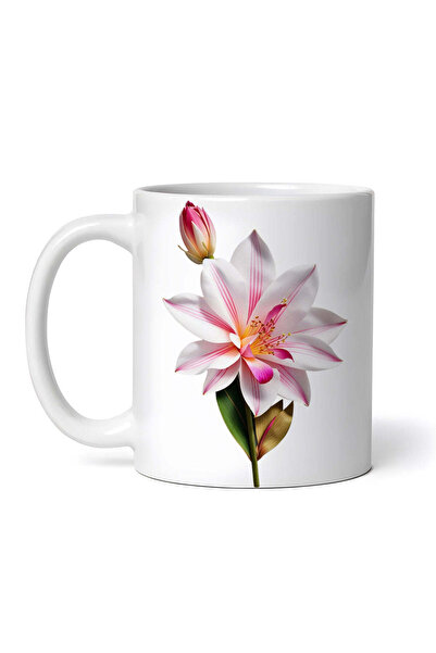 OEM Cană albă personalizată, floare și boboc de orhidee Laelia, INOVATIX®. 330ml