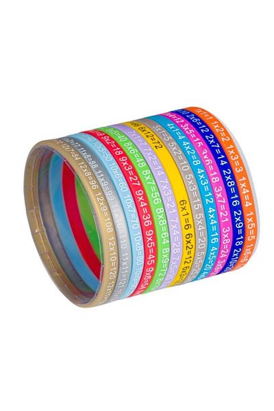 SyaMAG Set 12 Bratari Educative, Colorate, Pentru Copii, Din Silicon, Cu Tabla Inmultirii