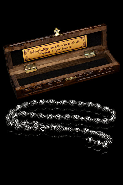 EHİNOS Sertifikalı Gümüş Tespih 6x9mm 25 gr Arpa Kesim