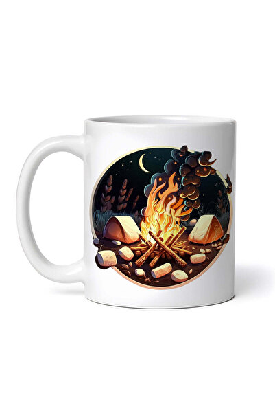 OEM Εξατομικευμένη λευκή κούπα, Φωτιά με marshmallows, INOVATIX®. 330ml