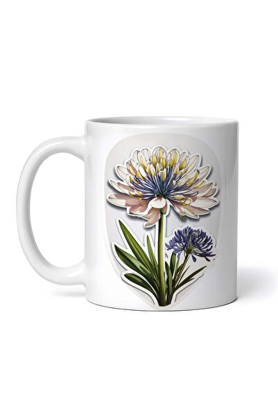 OEM Cană albă personalizată, floare Agaphantus înflorită, INOVATIX®. 330ml