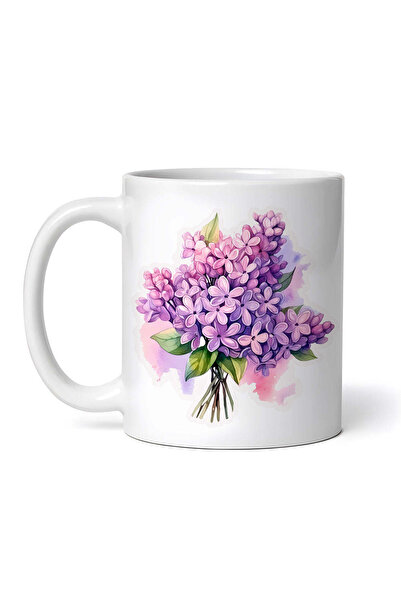 INOVATIX Personalized white mug, Fiona lilac flowers, INOVATIX®. 330ml