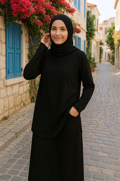 TRENDMEN Γυναικεία μακρυμάνικη μπλούζα με στρογγυλή λαιμόκοψη Casual με δύο κλωστές
