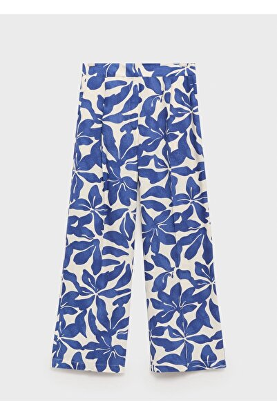 MANGO Woman Çiçek desenli düz kesim pantolon