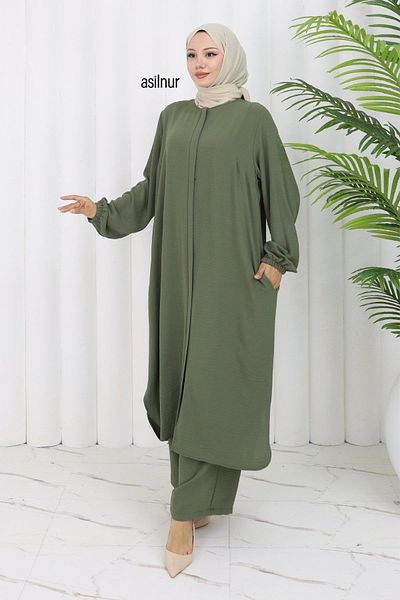 ASİLNUR Sena Ayrobin Zippered Double Suit Green