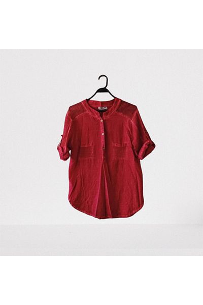 Namaste Vintage Burgundy Color Mesh Detailed Authentic Shirt/Blouse (100% Cotton-S/M)