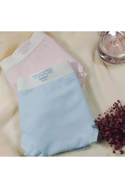BUSYET Mlınao Series Blue - Pink 2 Pieces Cotton Panties Alphabet Pattern Comfortable Underwear with Elastic Waist