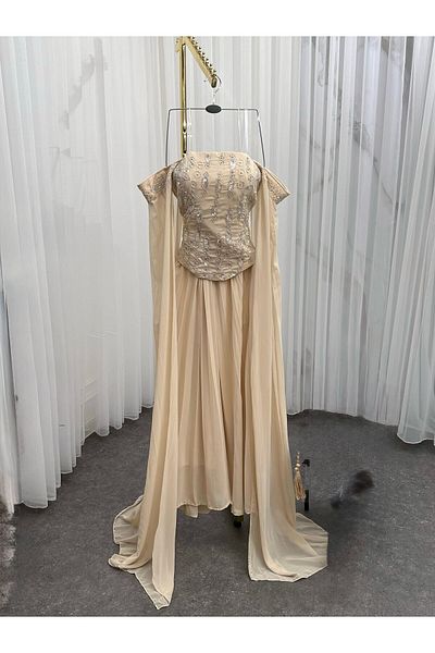 NR FASHION Evening & Prom Dress - Gold-colored - Pleated