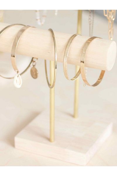 viveres Zenith Duet Wooden Jewelry Organizer - Bracelet and Necklace Hanger Bracelet Stand