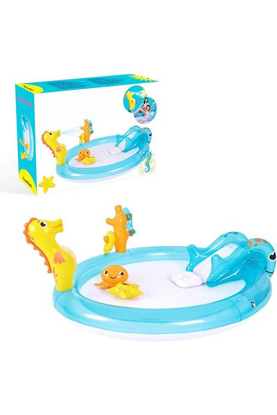 Cady One Inflatable Baby Pool with Water Spray, Slide and Water Toys with Small Slide 175x175x40cm
