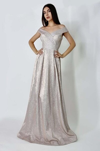 FashionForYou Μακρύ φόρεμα Elize, με σαφείς πιέτες και λαιμόκοψη με μανσέτες ...