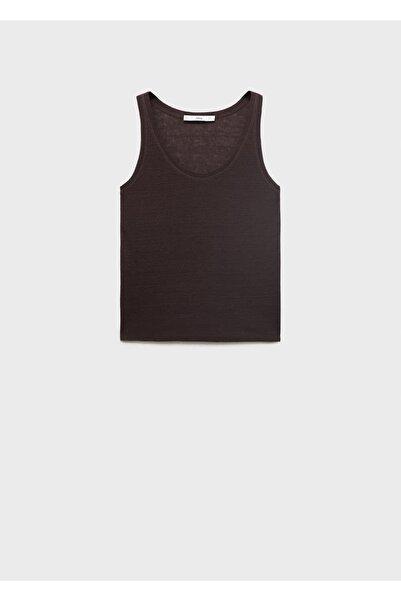 MANGO Woman Askılı keten bluz
