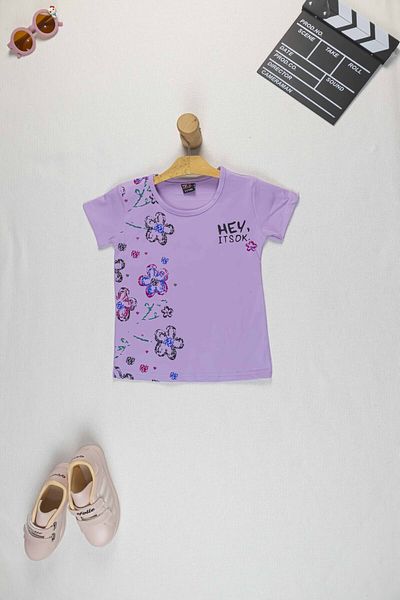 Yalçınoğlu Kids Cheerful Summer Style Girl's Set I Floral T-Shirt and Colorful Shorts Set I Summer Double Combination