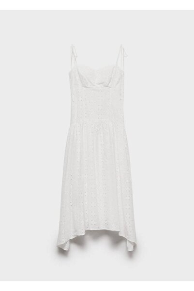 MANGO Woman Die cut detaylı midi elbise