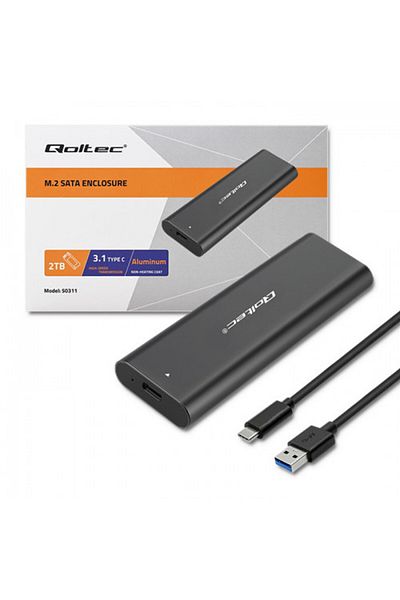 OEM SSD Rack Qoltec M.2 SATA 3.1 USB-C (Type C) black
