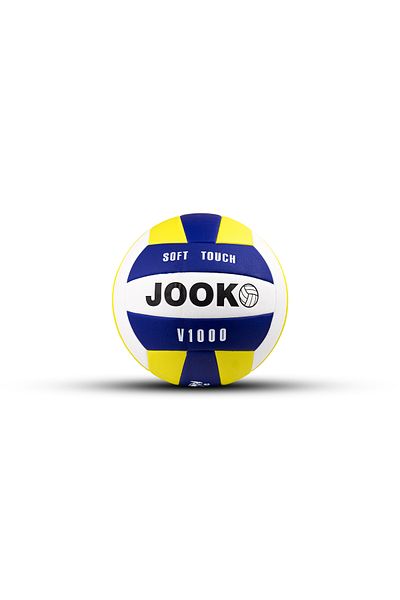 kutuTR Volleyball Ball Soft Touch Bonding Soft Surface 18 Panels Number 5 Yellow-Dark Blue V1000 Pump Gift